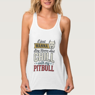 Vintage Pitbull Bleib Zu Hause Und Chill Hundefreu Tank Top