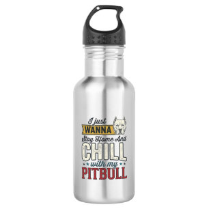 Vintage Pitbull Bleib Zu Hause Und Chill Hundelieb Edelstahlflasche