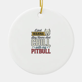 Vintage Pitbull Bleib Zu Hause Und Chill Hundelieb Keramik Ornament