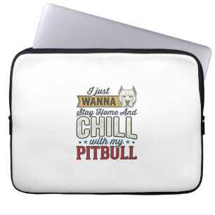 Vintage Pitbull Bleib Zu Hause Und Chill Hundelieb Laptopschutzhülle
