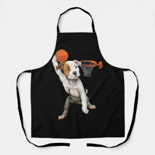 Vintage Pitbull Hund spielt Basketball Hund Sport Schürze