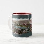 Vintage Pittsburgh 1800er-Jahre Kaffee-Tasse Zweifarbige Tasse (Vorderseite Links)
