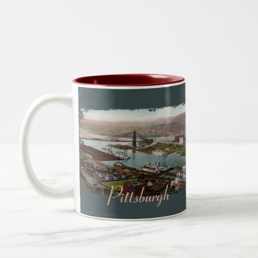 Vintage Pittsburgh 1800er-Jahre Kaffee-Tasse Zweifarbige Tasse (Links)
