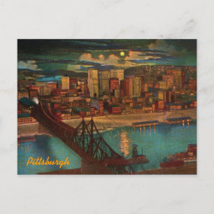 Vintage Pittsburgh bei Mondlicht Postkarte