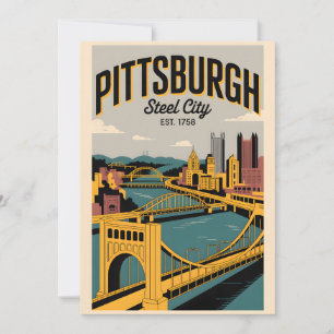 Vintage Pittsburgh Pennsylvania Steel City Retro Feiertagskarte