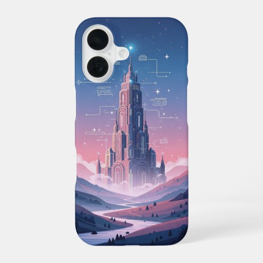 Vintage Pixel-Arcade Magischer Turm iPhone 16 Hülle (Rückseite)