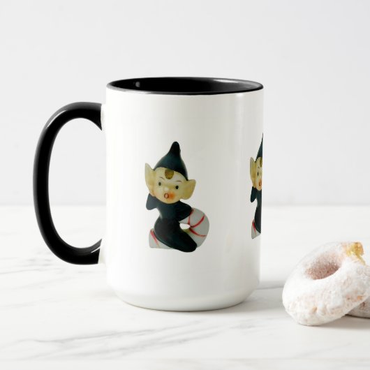 Vintage Pixie Elf Weihnachtskaffee Tasse (Mit Donut)