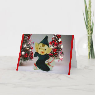 Vintage-Pixie-Elfe-Weihnachts-Festtagsstimmung Ret Karte