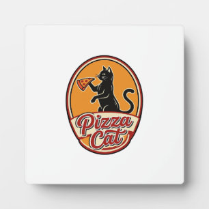 Vintage-Pizza-Katze Retro Lustiges Katzenliebhaber Fotoplatte