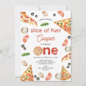 Vintage Pizzaausschnitt am 1. Geburtstag Einladung (Vorderseite)