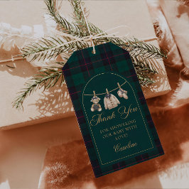 Vintage Plaid Teddy Bear Baby Shower Gift Tags Geschenkanhänger
