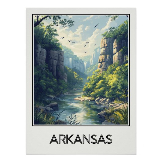 Vintage-Plakat Arkansas, Wildnis und Kaskade Poster (Vorderseite)