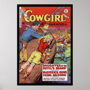 Vintage Plakat Comic Buchcover Cowgirl