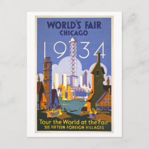 Vintage-Plakat der Weltausstellung in Chicago (193 Postkarte