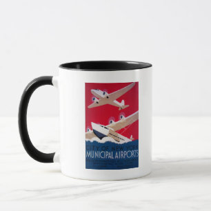 Vintage Plakat des New York City Municipal Airport Tasse