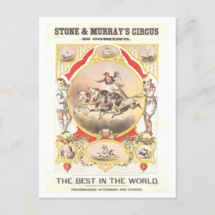Vintage-Plakat für Stone & Murray Circus Postkarte