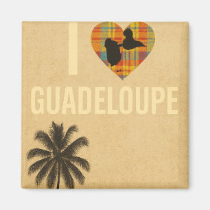 Vintage-Plakat I Love Guadeloupe – Madras-Herz und Magnet