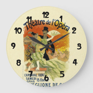 Vintage Plakat-Kunst Tanz-Halls Carnaval Große Wanduhr