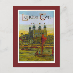 Vintage-Plakat, London Town, Themse-Barge Postkarte