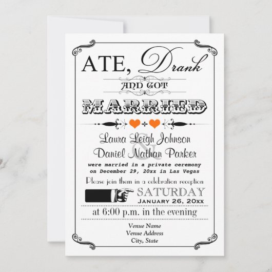 Vintage Plakat-u. Tafel-Hochzeits-Einladung 10 Einladung (Vorderseite)