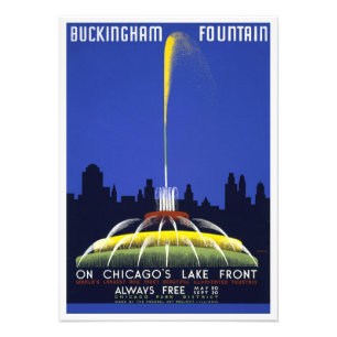 Vintage-Plakat von 1939, Springbrunnen Buckingham Fotodruck