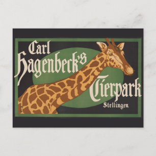 Vintage-Plakat von Carl Hagenbecks Tierpark-Zirkus Postkarte