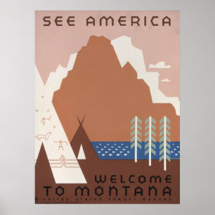 Vintage Plakat zur Förderung des Reisens nach Mont