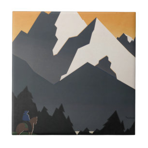 Vintage Plakat zur Förderung des Reisens nach Mont Fliese