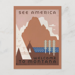 Vintage-Plakat zur Förderung des Reisens nach Mont Postkarte
