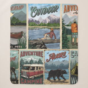 Vintage-Plakate für Outdoor-Aktivitäten mit Kanu Sherpadecke