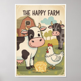 Vintage-Plakate mit Farmtieren Poster