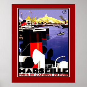Vintage Plakate Reise Marseille Frankreich große G