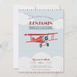 Vintage Planes Invitation for Birthday Party Retro Einladung