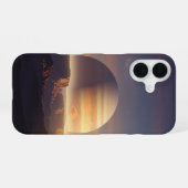 Vintage Planet Hinter den Klippen iPhone 16 Hülle (Rückseite (Horizontal))