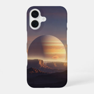 Vintage Planet Hinter den Klippen iPhone 16 Hülle