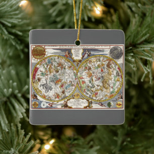 Vintage Planisphäre Sternkarte von Nicholas de Fer Keramikornament