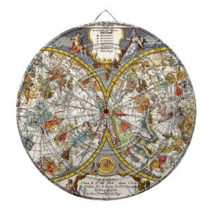 Vintage Planisphere Star Karte von Nicholas de Fer Dartscheibe
