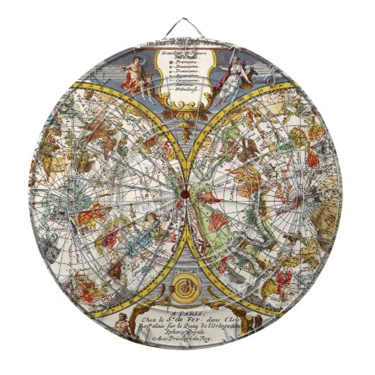 Vintage Planisphere Star Karte von Nicholas de Fer Dartscheibe (vorne)