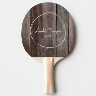 Vintage Planks Name im gezeichneten Kreis Tischtennis Schläger