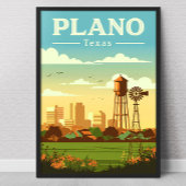Vintage Plano Texas Poster