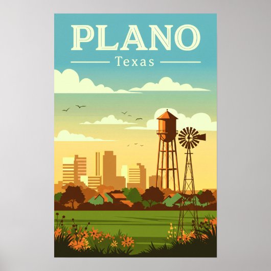 Vintage Plano Texas Poster (Vorne)