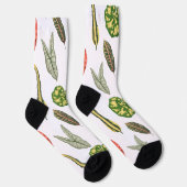 Vintage Plant Leaf Novelty Socks - White Socken (Rechts)