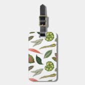 Vintage Plant Leaf Print Luggage Tag - White Gepäckanhänger (Vorderseite vertikal)