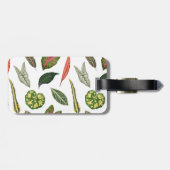 Vintage Plant Leaf Print Luggage Tag - White Gepäckanhänger (Rückseite horizontal)
