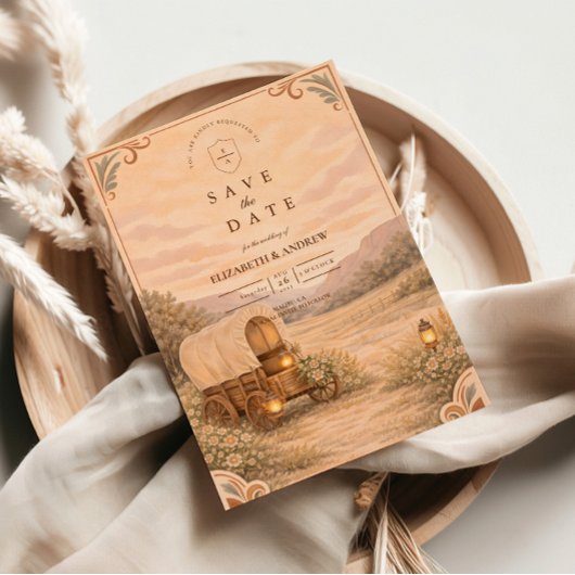 Vintage Planwagen Wiesenhochzeit Save The Date