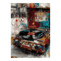 Vintage-Plattenspieler Pop-Art-Musik Retro-Design