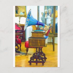 Vintage-Plattenspieler Postkarte