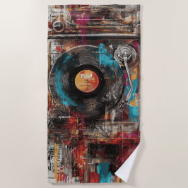 Vintage-Plattenspieler- Street Art Vinyl-Schallpla Strandtuch