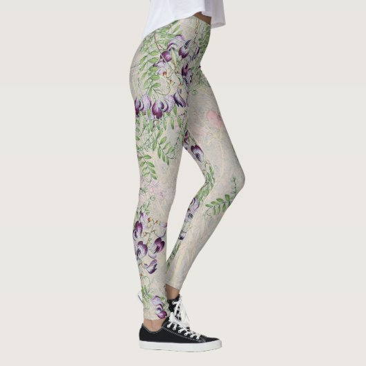 Vintage Platterbsen-Blumen ganz über Leggings (Rechts)