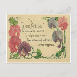Vintage Platterbsen zum Geburtstag Postkarte